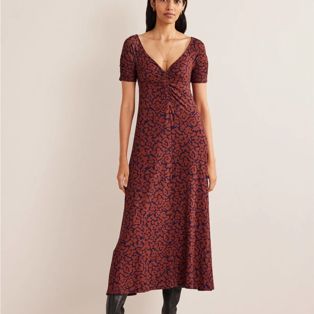Ruched Front Jersey Midi Dress | Spiced Apple, Abstract Camo